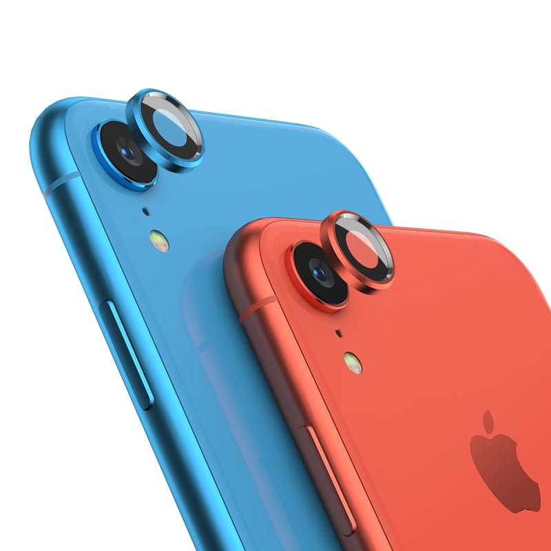 Back Camera Lens Screen Protector for iPhone XR 6D Tempered Glass Film + Metal Rear Lens Protection Ring Case Cover Accessories