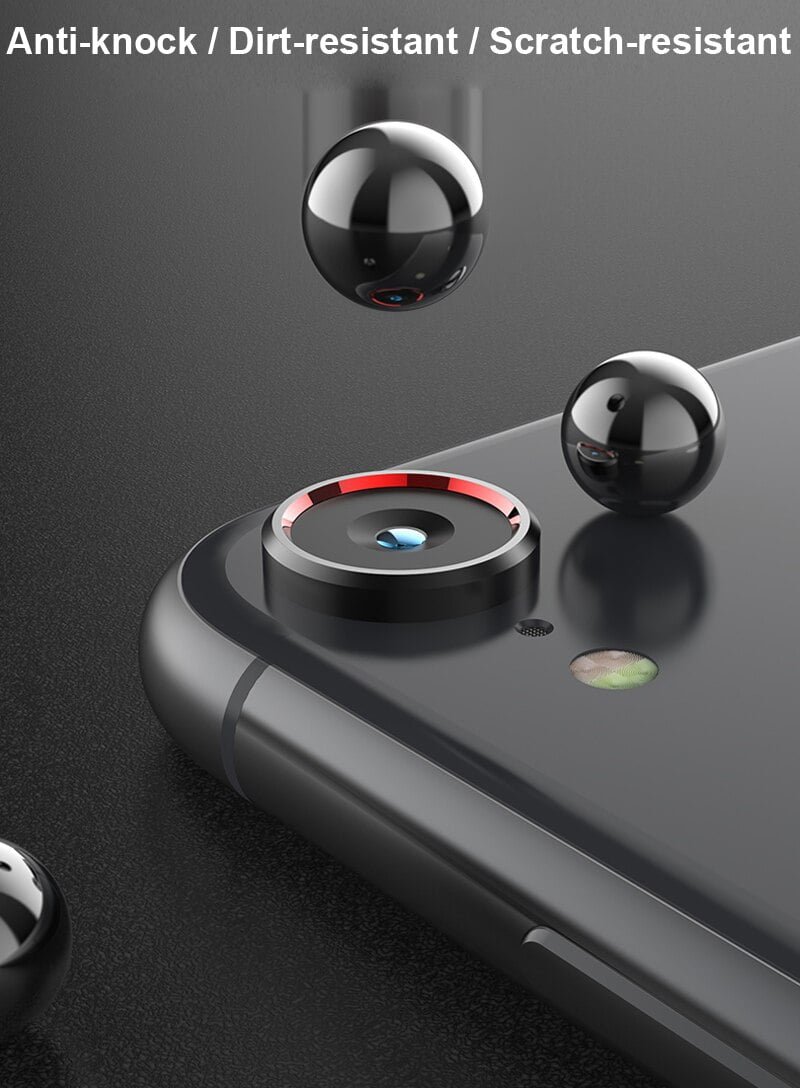 Back Camera Lens Screen Protector for iPhone XR 6D Tempered Glass Film + Metal Rear Lens Protection Ring Case Cover Accessories