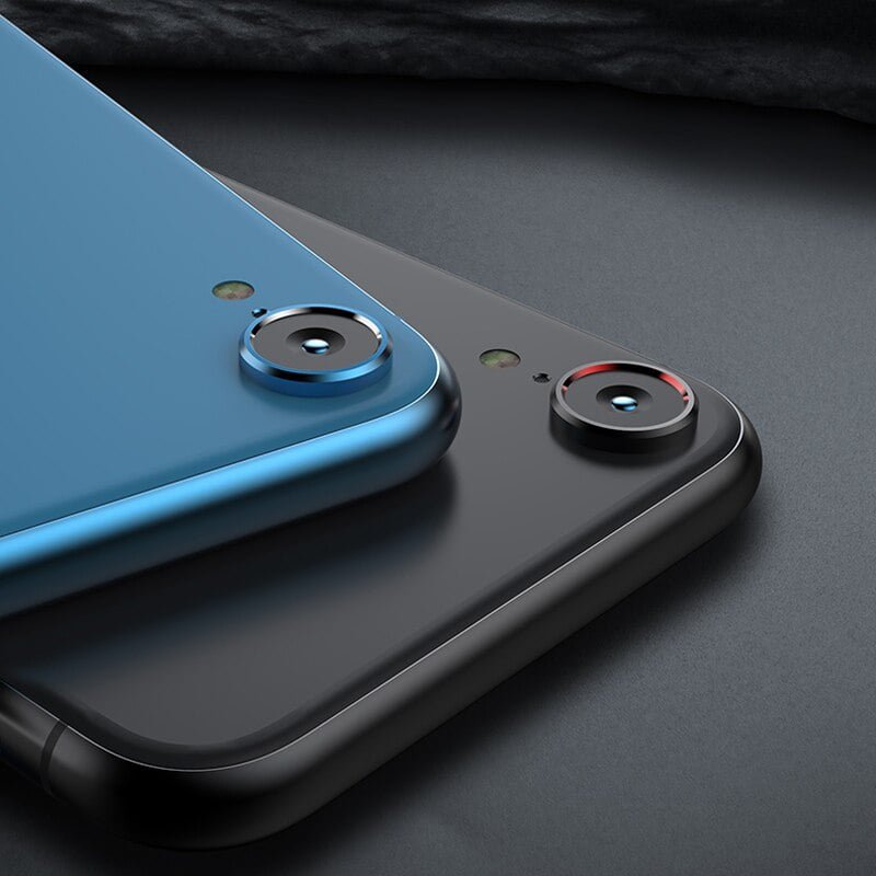 Back Camera Lens Screen Protector for iPhone XR 6D Tempered Glass Film + Metal Rear Lens Protection Ring Case Cover Accessories