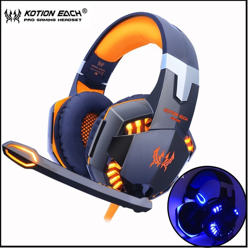 KOTION EACH Gaming Headset game Headphones Deep Bass Stereo Earphone with LED light Microphone mic for PC Laptop PS4 Xbox KOTION EACH Gaming Headset game Headphones Deep Bass Stereo Earphone with LED light Microphone mic for PC Laptop PS4 Xbox