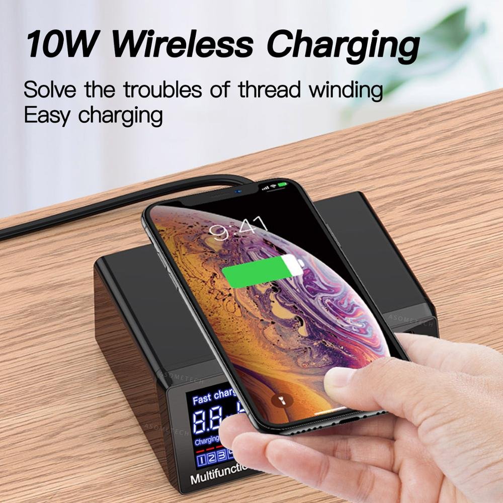 100W 8 Ports USB Charger Quick Charge 3.0 Adapter HUB Wireless Charger Charging Station PD Fast Charger For iPhone 11 Samsung 100W 8 Ports USB Charger Quick Charge 3.0 Adapter HUB Wireless Charger Charging Station PD Fast Charger For iPhone 11 Samsung