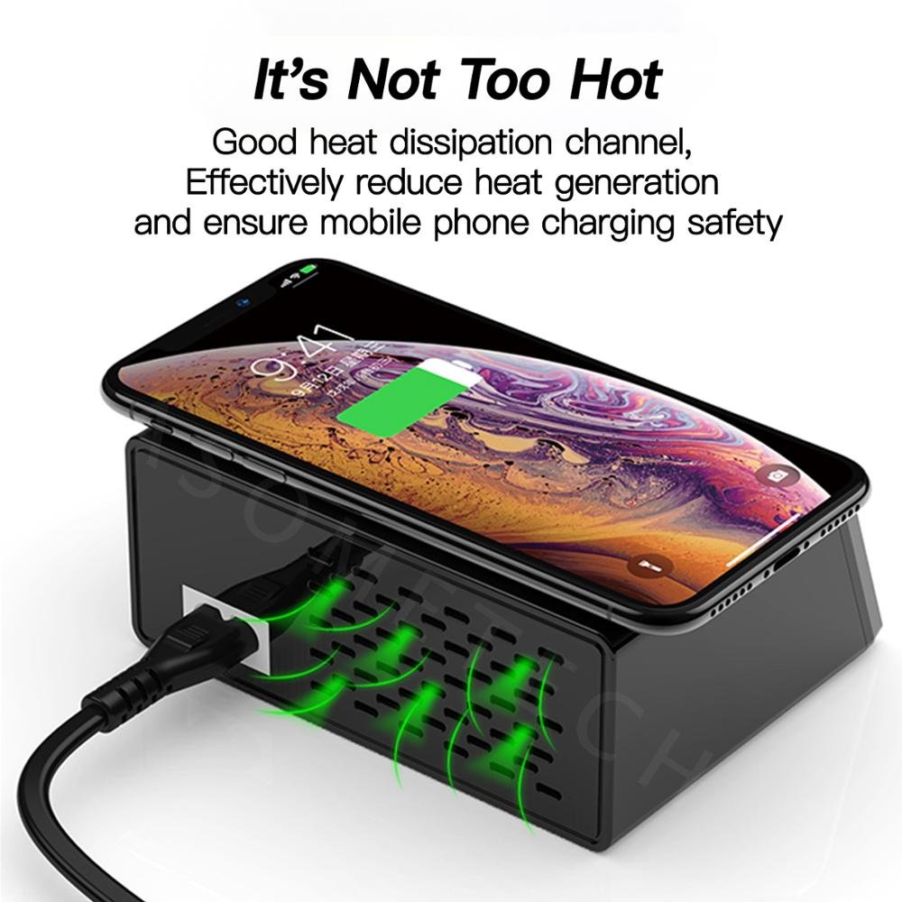 100W 8 Ports USB Charger Quick Charge 3.0 Adapter HUB Wireless Charger Charging Station PD Fast Charger For iPhone 11 Samsung 100W 8 Ports USB Charger Quick Charge 3.0 Adapter HUB Wireless Charger Charging Station PD Fast Charger For iPhone 11 Samsung