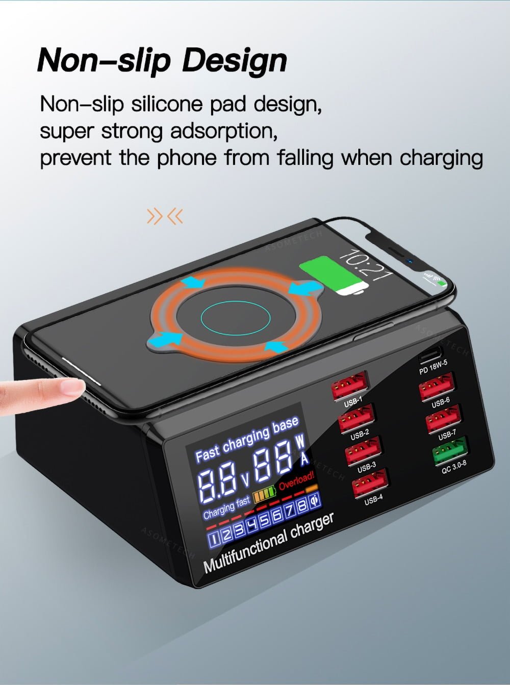 100W 8 Ports USB Charger Quick Charge 3.0 Adapter HUB Wireless Charger Charging Station PD Fast Charger For iPhone 11 Samsung 100W 8 Ports USB Charger Quick Charge 3.0 Adapter HUB Wireless Charger Charging Station PD Fast Charger For iPhone 11 Samsung