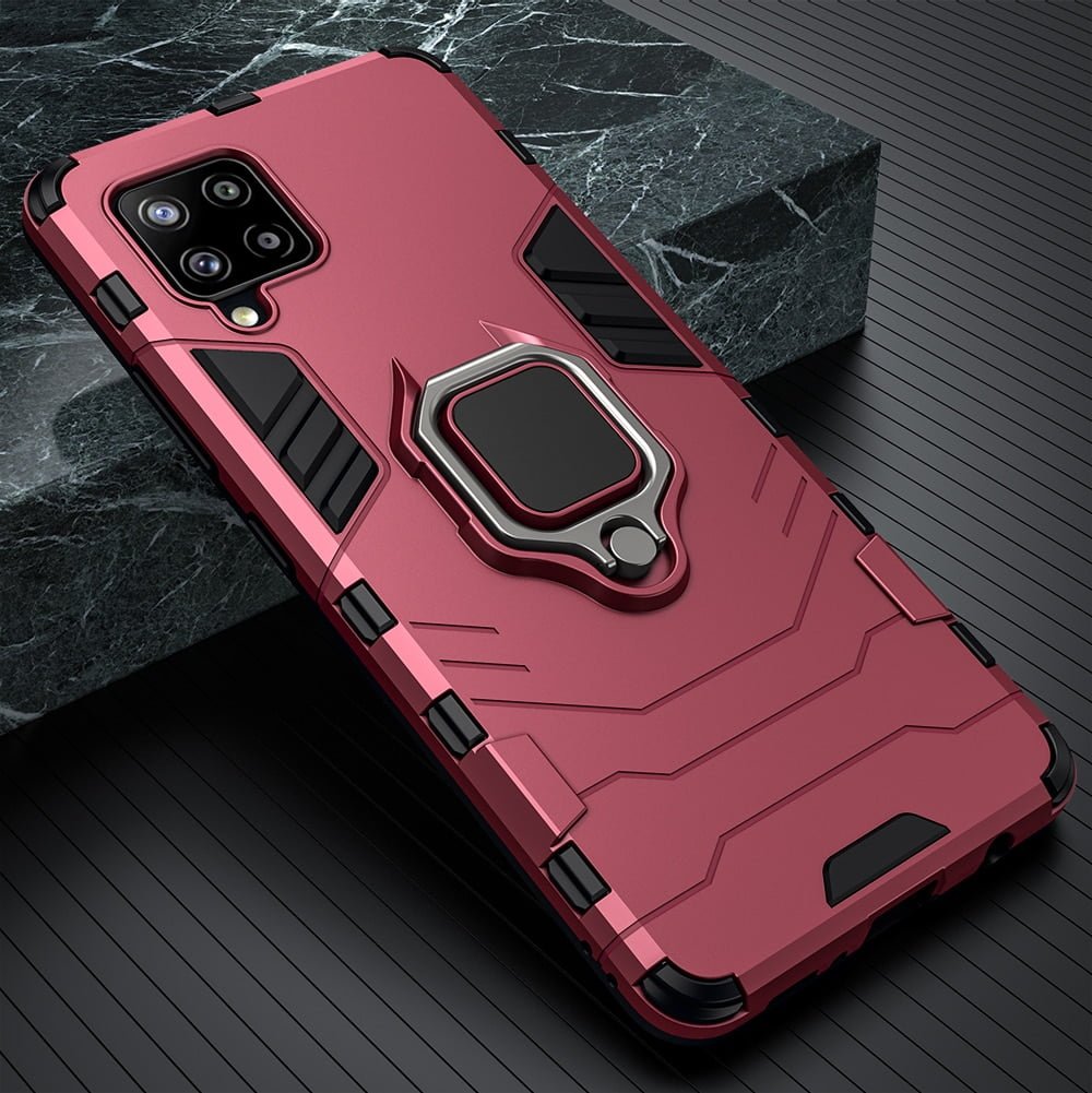 KEYSION Shockproof Armor Case for Samsung A42 5G Ring Stand Bumper Silicone Phone Back Cover for Galaxy S20 FE A11 A31 A01 Core
