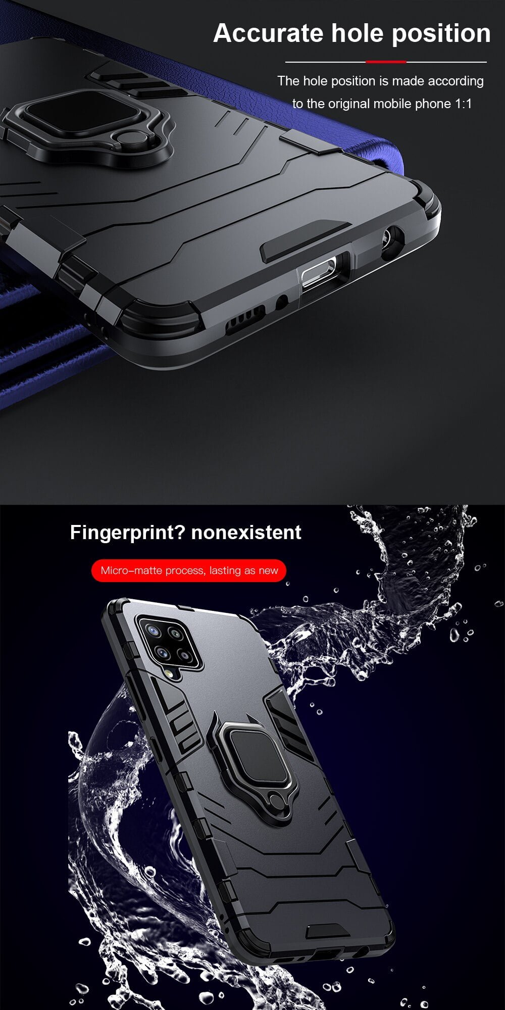 KEYSION Shockproof Armor Case for Samsung A42 5G Ring Stand Bumper Silicone Phone Back Cover for Galaxy S20 FE A11 A31 A01 Core