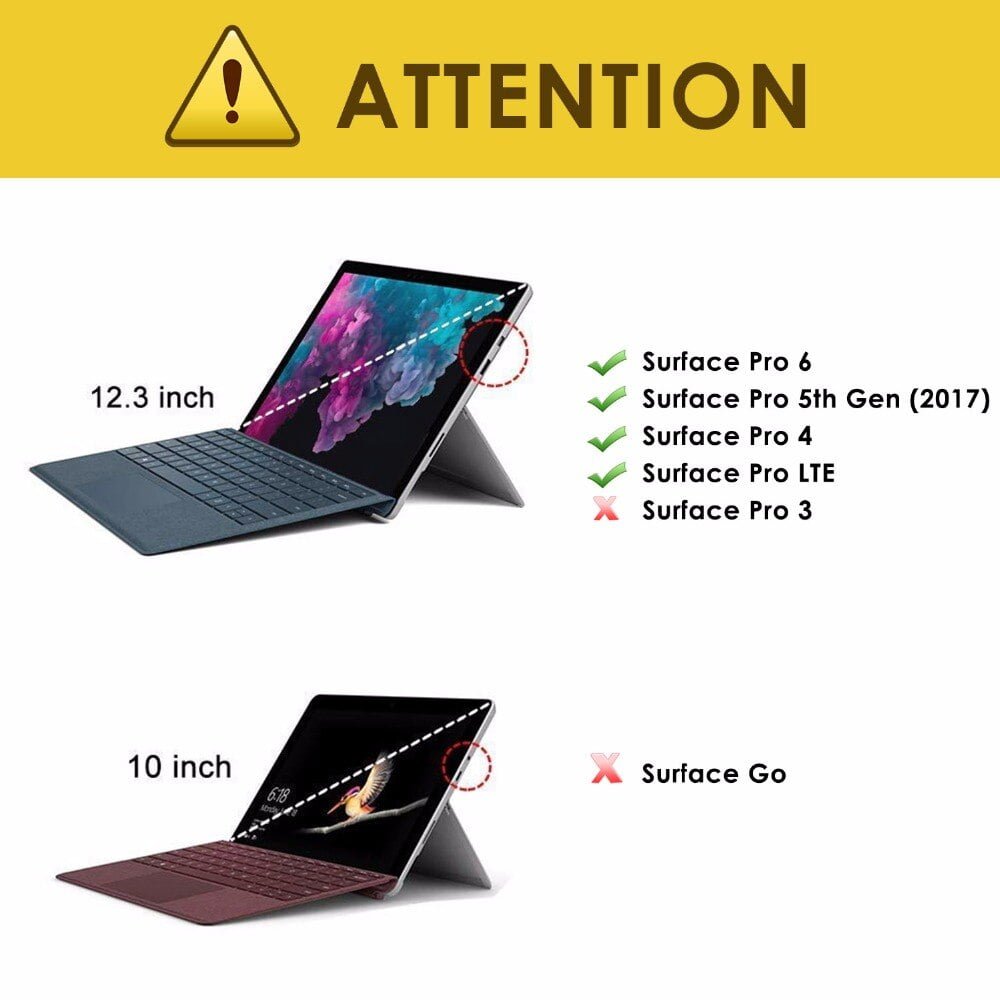 All-in-One Protective Rugged Cover Case for Microsoft Surface Pro 7 /Pro 6/Pro 5/Pro 2017/Pro 4 /Pro LTE