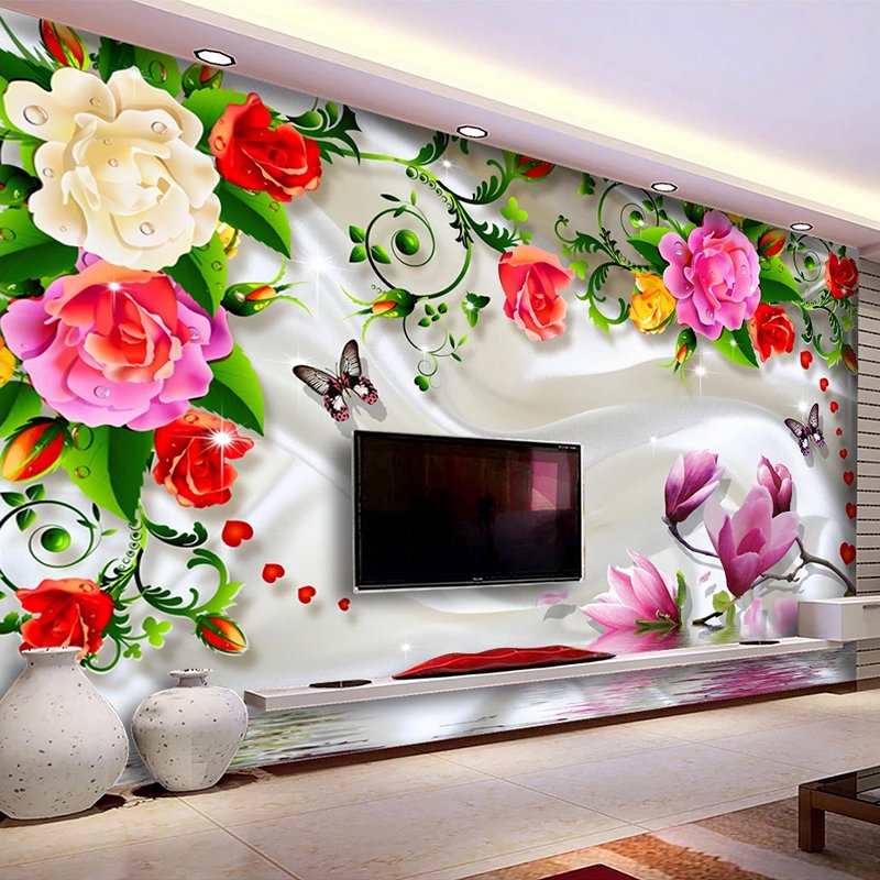 Custom Photo 3D Romantic Floral Flower Waterproof Silk Cloth Mural Wallpaper Living Room Bedroom TV Background Wall Art Decor Custom Photo 3D Romantic Floral Flower Waterproof Silk Cloth Mural Wallpaper Living Room Bedroom TV Background Wall Art Decor