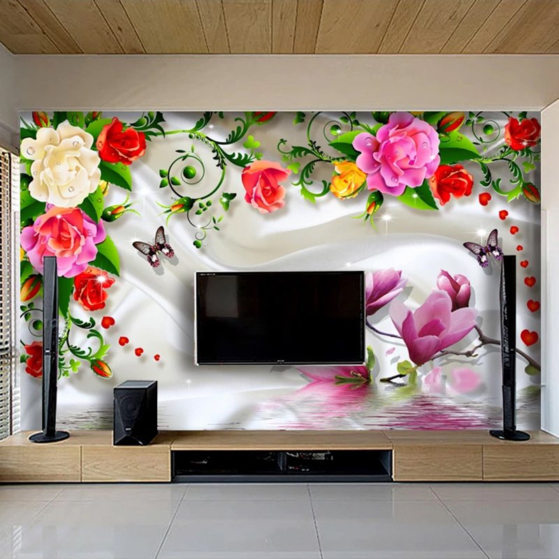 Custom Photo 3D Romantic Floral Flower Waterproof Silk Cloth Mural Wallpaper Living Room Bedroom TV Background Wall Art Decor Custom Photo 3D Romantic Floral Flower Waterproof Silk Cloth Mural Wallpaper Living Room Bedroom TV Background Wall Art Decor