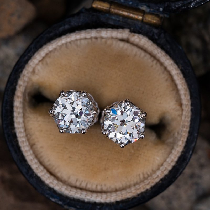 Women's 925 Sterling Silver Moissanite Stud Earrings