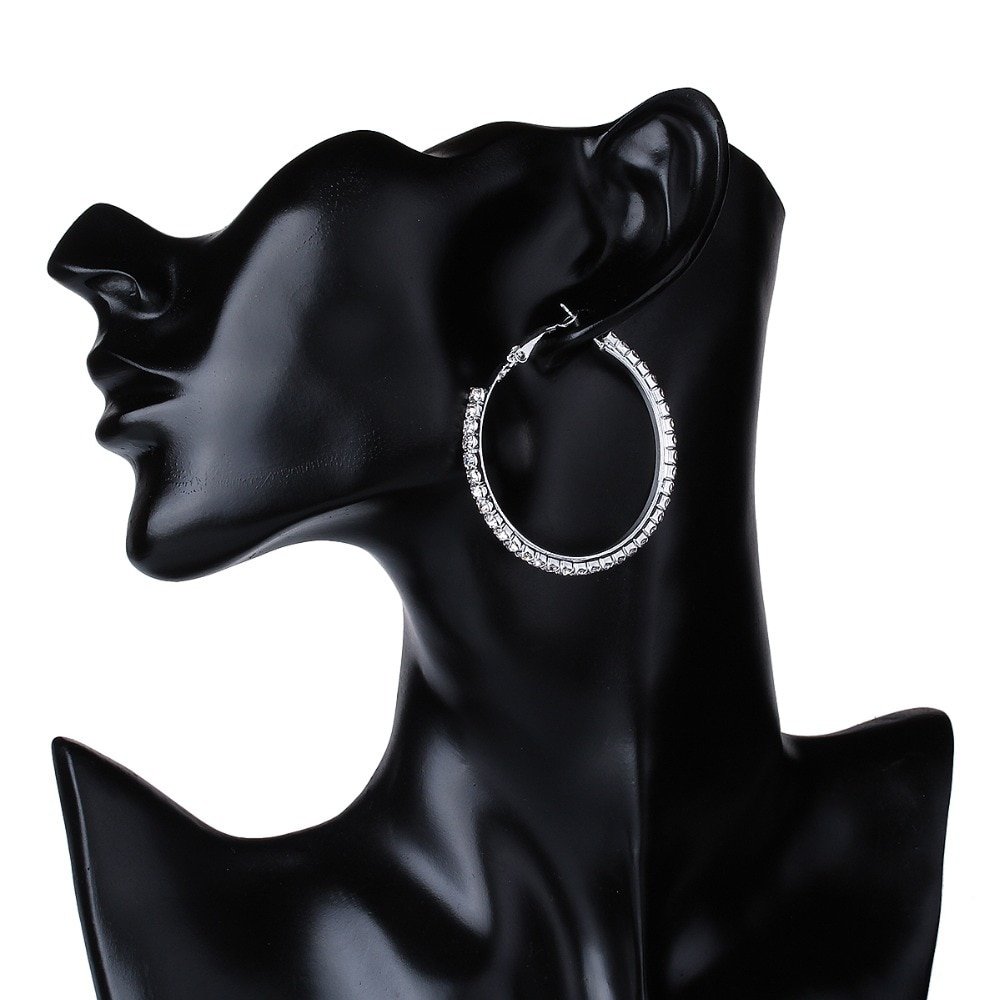 Women's Big Round Earrings with Crystals