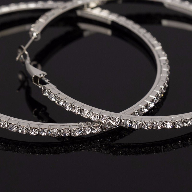 Women's Big Round Earrings with Crystals