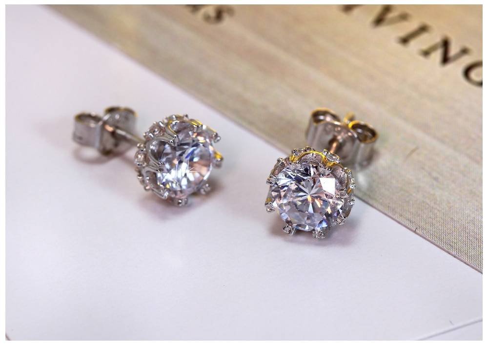 Women's Silver Earrings with Zircon Stone