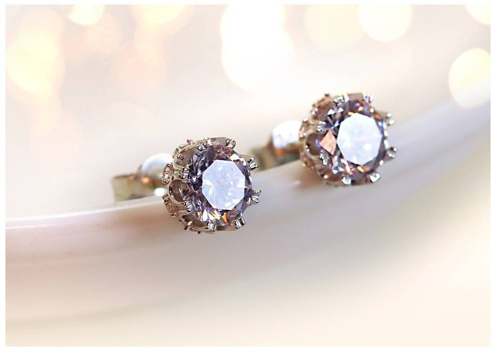 Women's Silver Earrings with Zircon Stone
