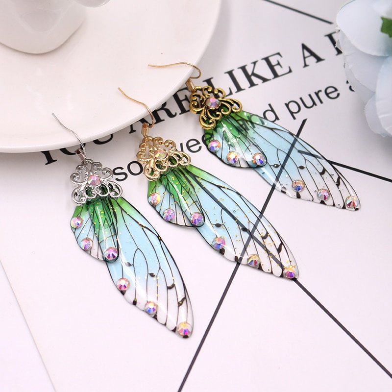 Women's Colorful Butterfly Wing Earrings
