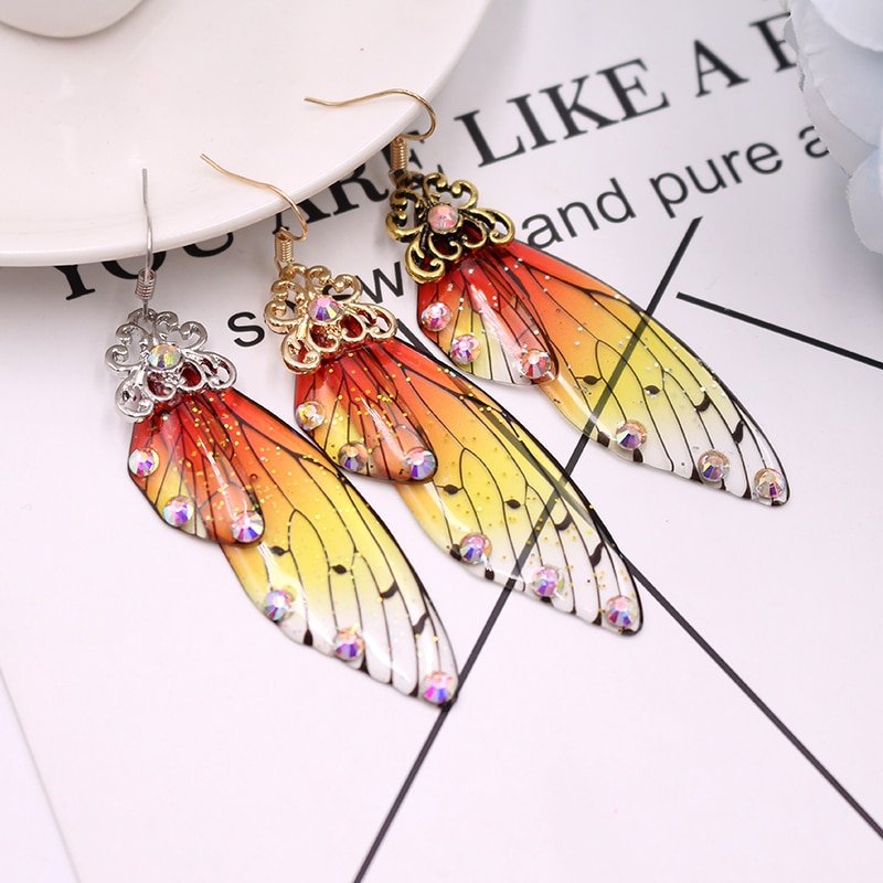 Women's Colorful Butterfly Wing Earrings