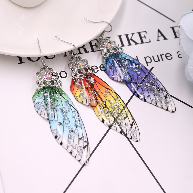 Women's Colorful Butterfly Wing Earrings