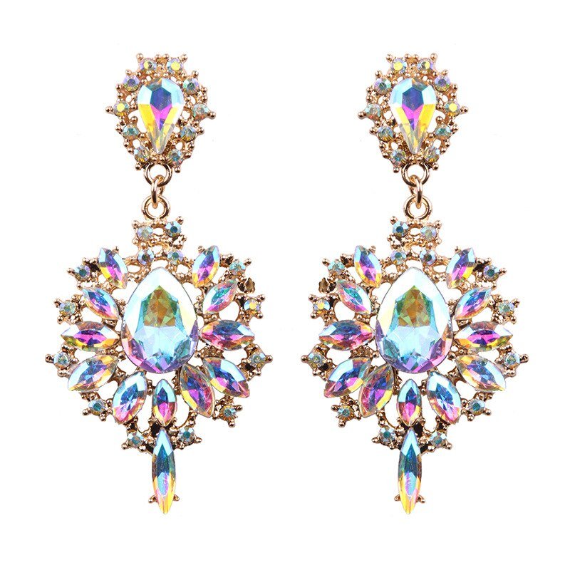 Women's Luxury Colorful Crystal Gems Drop Earrings
