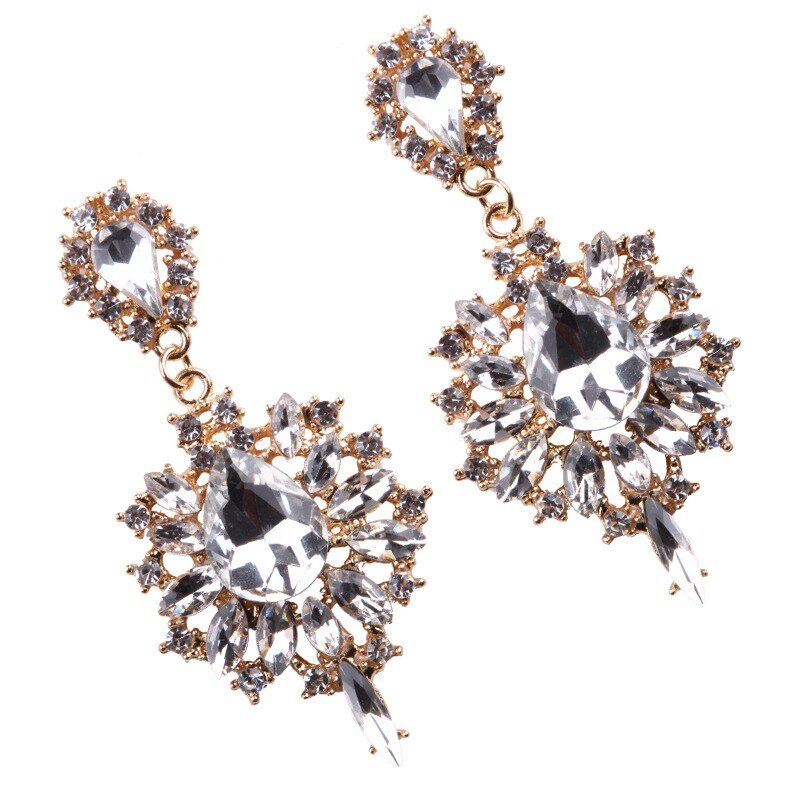 Women's Luxury Colorful Crystal Gems Drop Earrings