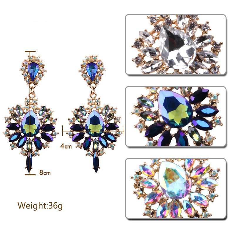 Women's Luxury Colorful Crystal Gems Drop Earrings
