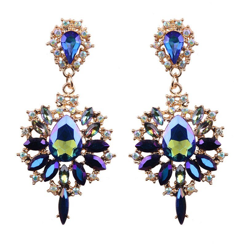 Women's Luxury Colorful Crystal Gems Drop Earrings