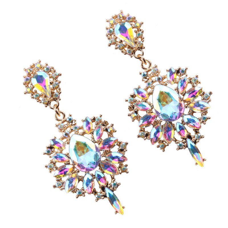 Women's Luxury Colorful Crystal Gems Drop Earrings