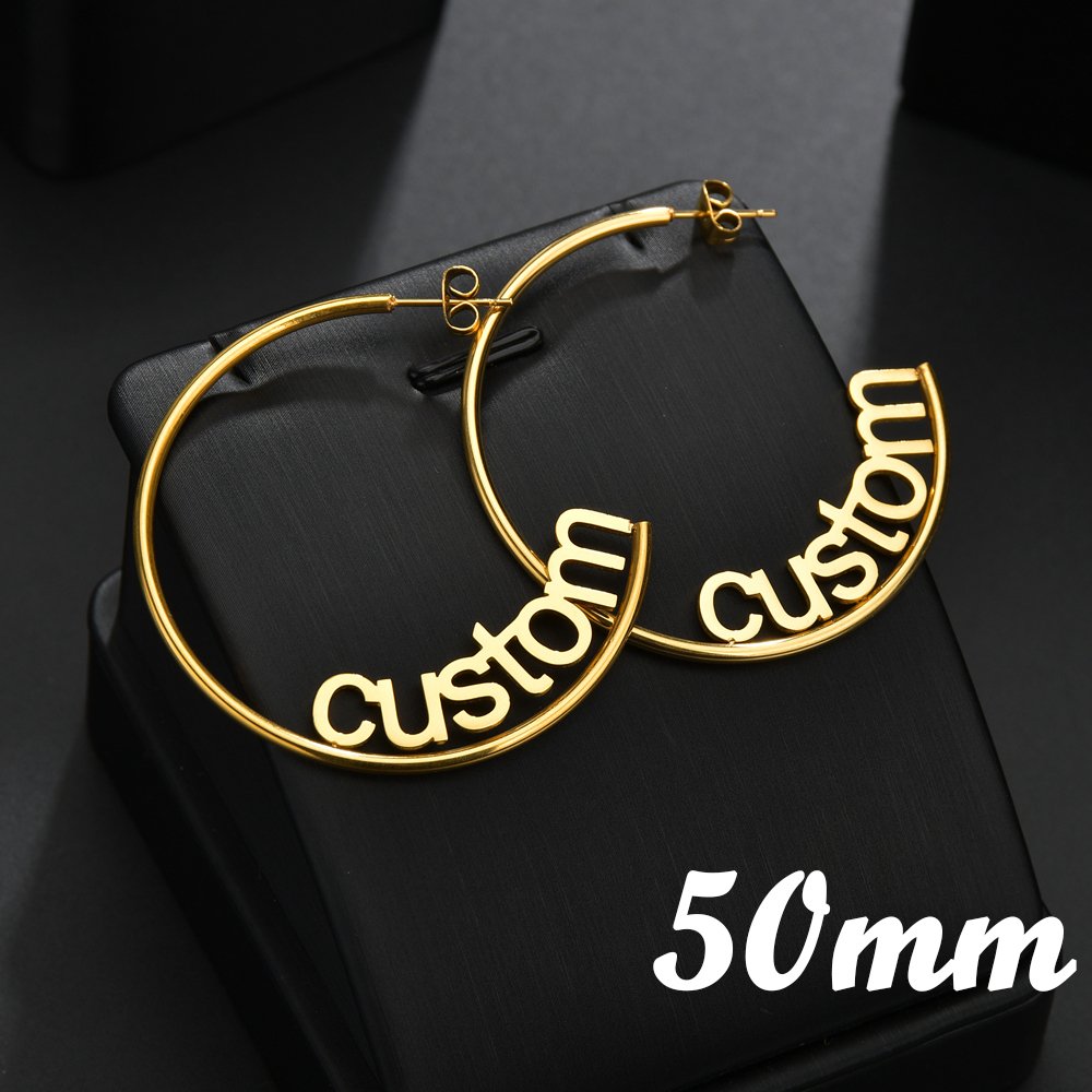 Women's Personalized Stainless Steel Hoop Earrings