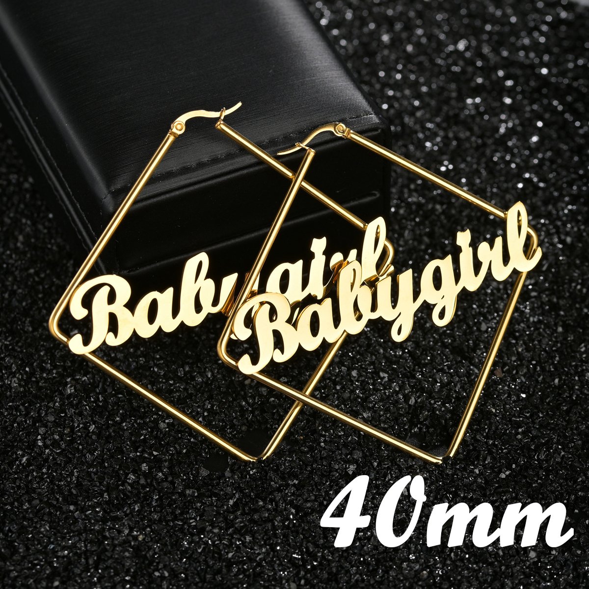 Women's Personalized Stainless Steel Hoop Earrings