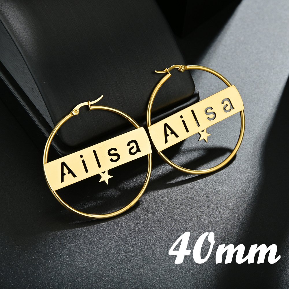 Women's Personalized Stainless Steel Hoop Earrings