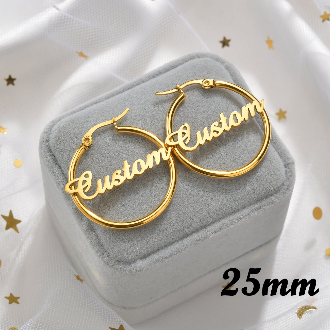 Women's Personalized Stainless Steel Hoop Earrings