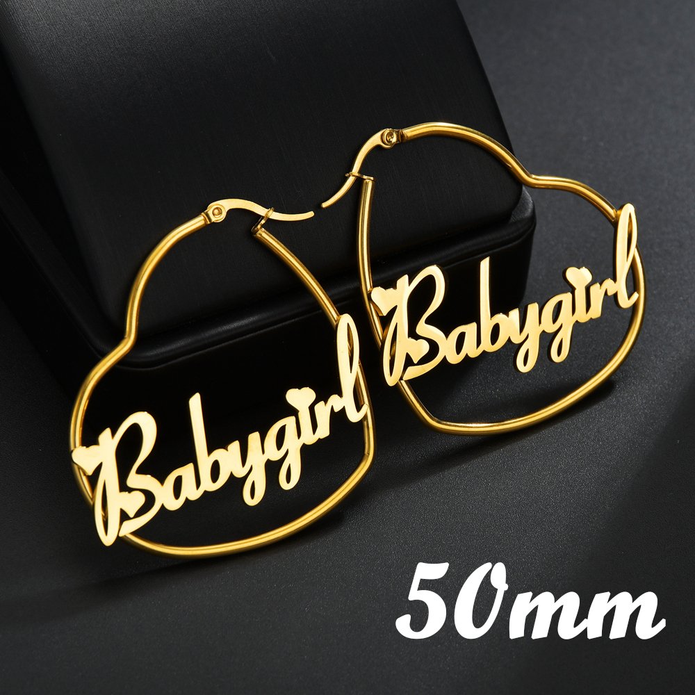 Women's Personalized Stainless Steel Hoop Earrings