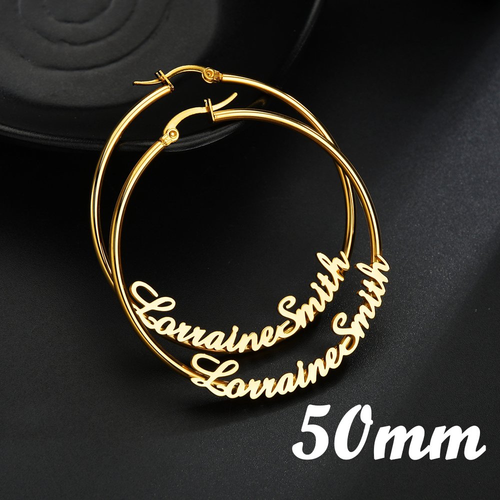 Women's Personalized Stainless Steel Hoop Earrings