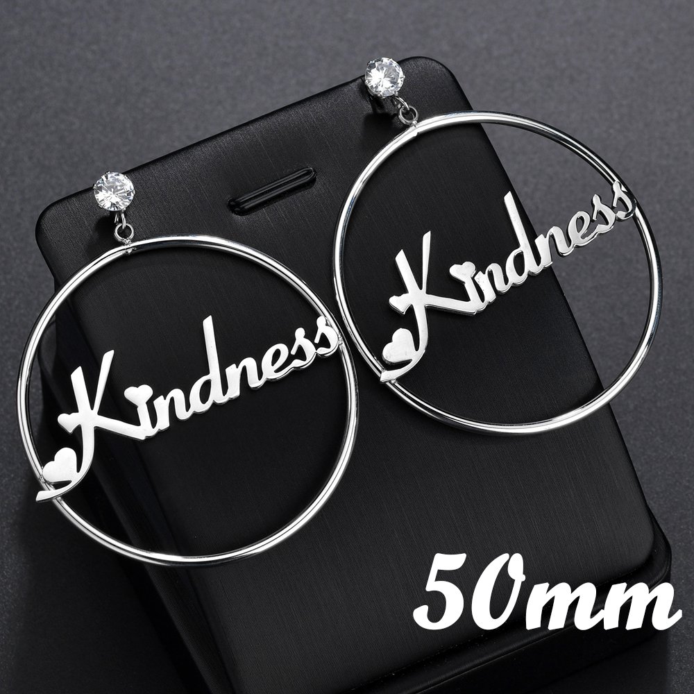 Women's Personalized Stainless Steel Hoop Earrings