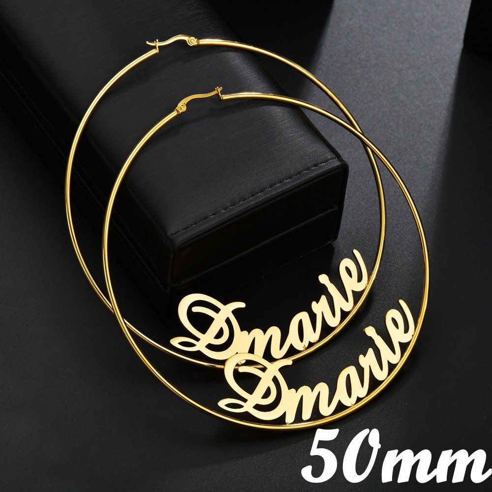 Women's Personalized Stainless Steel Hoop Earrings