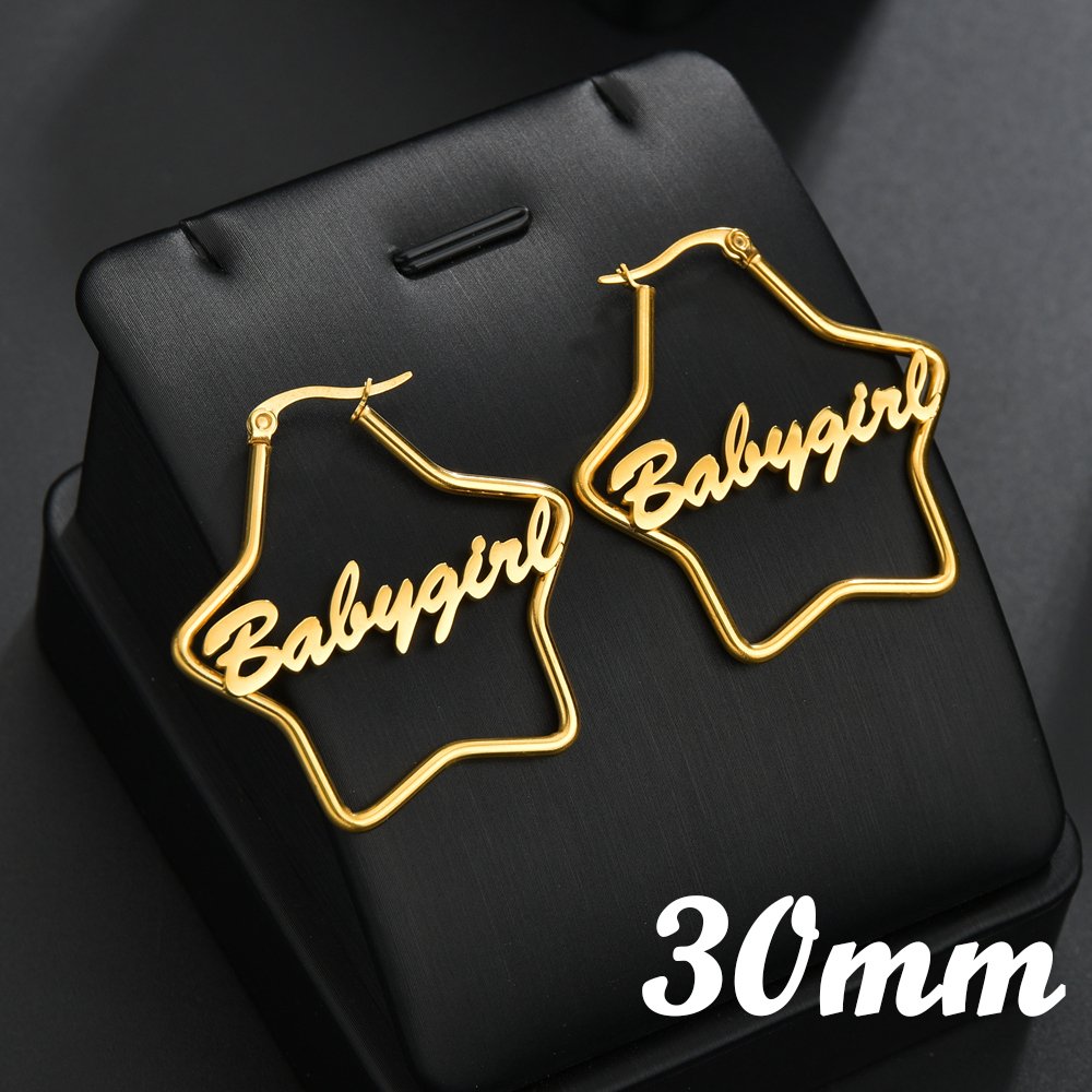 Women's Personalized Stainless Steel Hoop Earrings