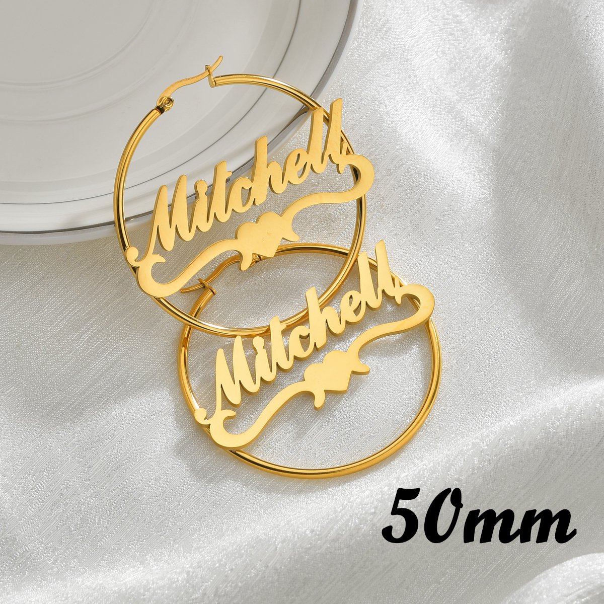 Women's Personalized Stainless Steel Hoop Earrings