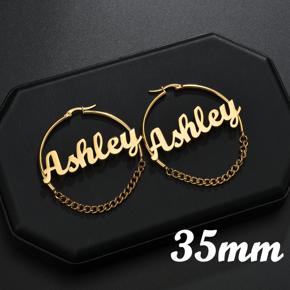 Women's Personalized Stainless Steel Hoop Earrings