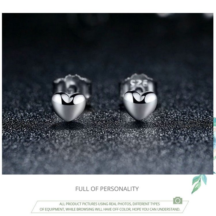 Cute Silver Mini Heart Women's Stud Earrings