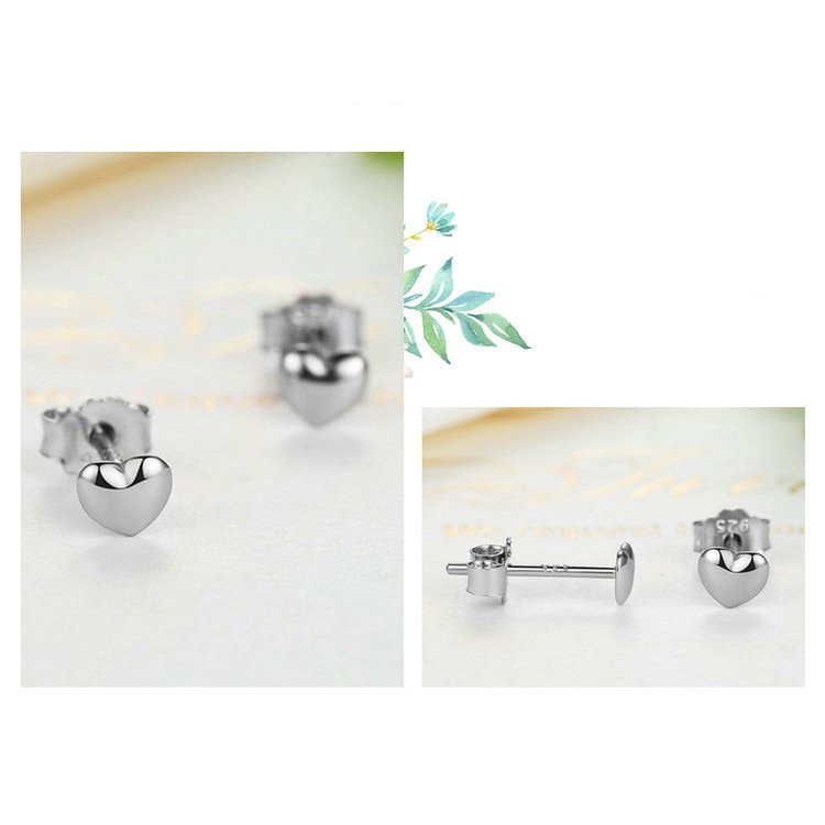 Cute Silver Mini Heart Women's Stud Earrings