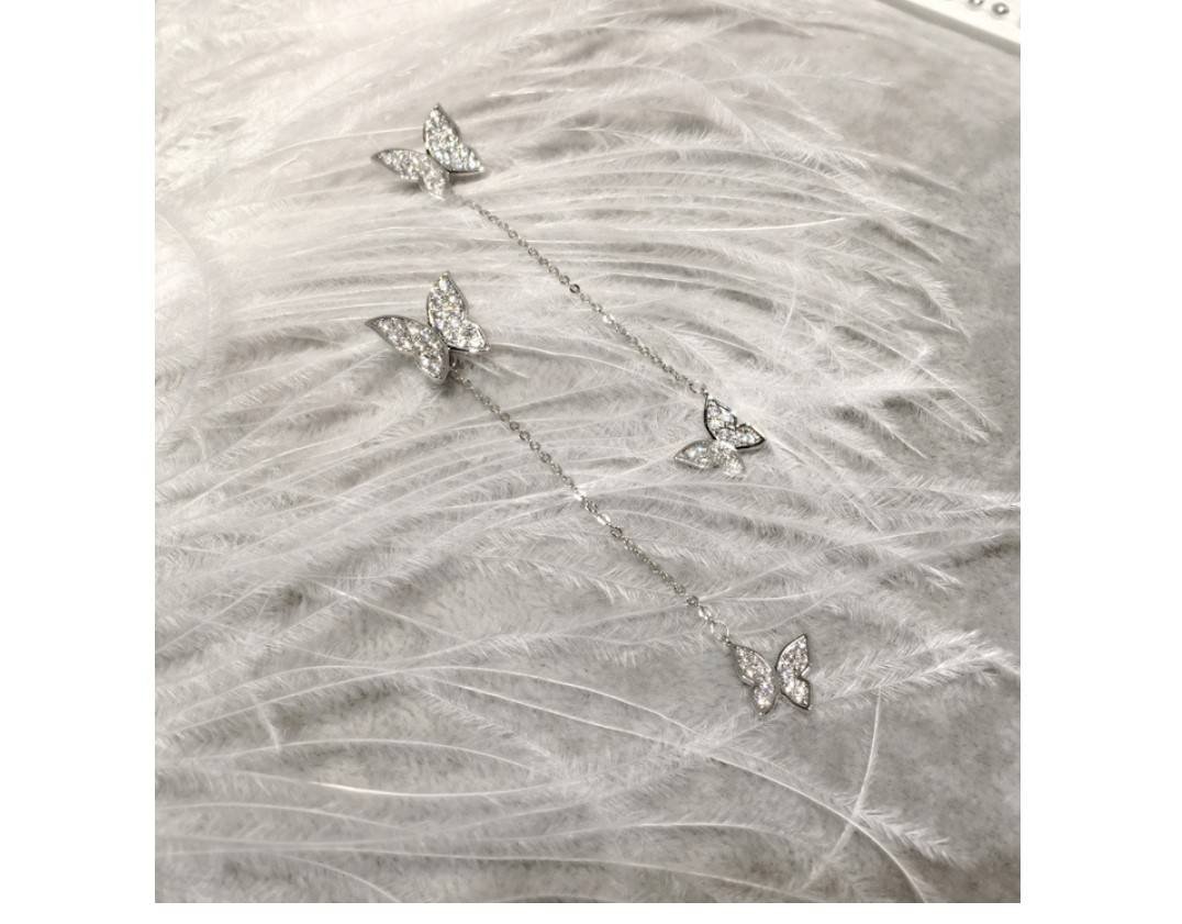 Women's Crystal Butterfly 925 Sterling Silver Earrings