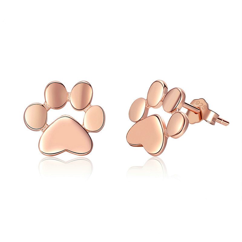 Cute Silver Paw Stud Earrings