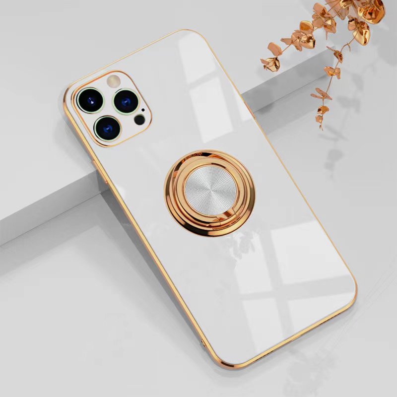Luxury Plating Magnetic Attraction Ring Phone Case For iPhone 11 12 13 Pro Max Mini X XR 7 8 Plus SE2022 Soft Covers With Holder