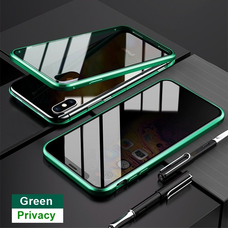 Tongdaytech Privacy Magnetic Case For Iphone XS 13 12 11 Pro MAX XR 6 7 8 Plus Magnet Metal Tempered Glass 360 Protective Cover