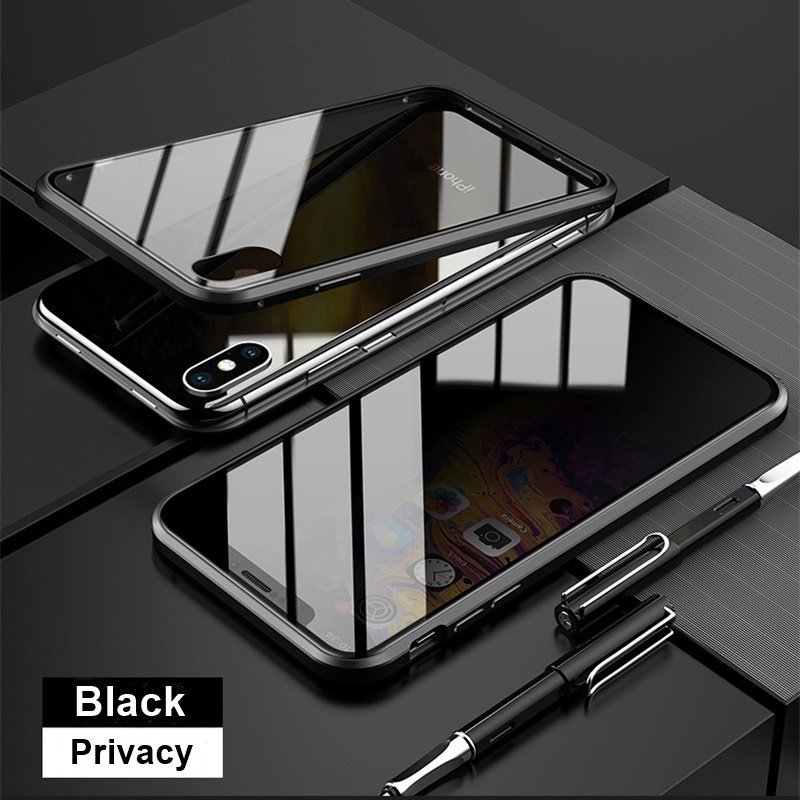 Tongdaytech Privacy Magnetic Case For Iphone XS 13 12 11 Pro MAX XR 6 7 8 Plus Magnet Metal Tempered Glass 360 Protective Cover