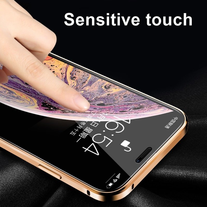 Tongdaytech Privacy Magnetic Case For Iphone XS 13 12 11 Pro MAX XR 6 7 8 Plus Magnet Metal Tempered Glass 360 Protective Cover