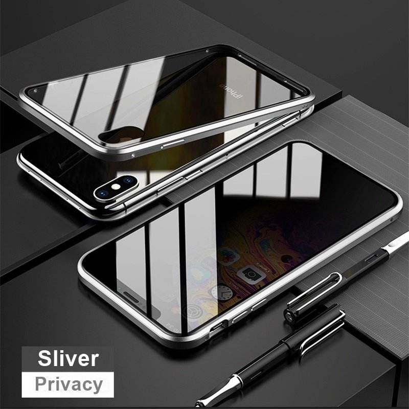 Tongdaytech Privacy Magnetic Case For Iphone XS 13 12 11 Pro MAX XR 6 7 8 Plus Magnet Metal Tempered Glass 360 Protective Cover