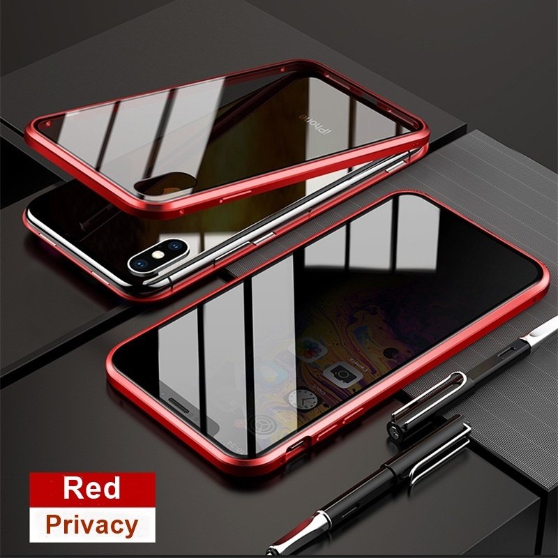 Tongdaytech Privacy Magnetic Case For Iphone XS 13 12 11 Pro MAX XR 6 7 8 Plus Magnet Metal Tempered Glass 360 Protective Cover