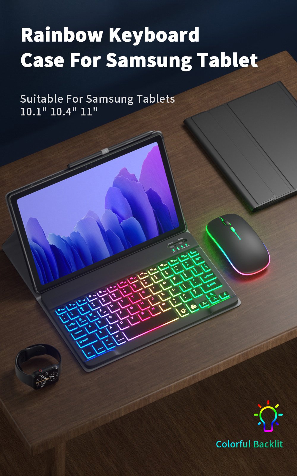 Funda For Samsung Galaxy Tab A7 A8 Case Keyboard For Samsung Tab S6 Lite Case Rainbow Keyboard Mouse For Samsung Tab S7 S8 Case Funda For Samsung Galaxy Tab A7 A8 Case Keyboard For Samsung Tab S6 Lite Case Rainbow Keyboard Mouse For Samsung Tab S7 S8 Case