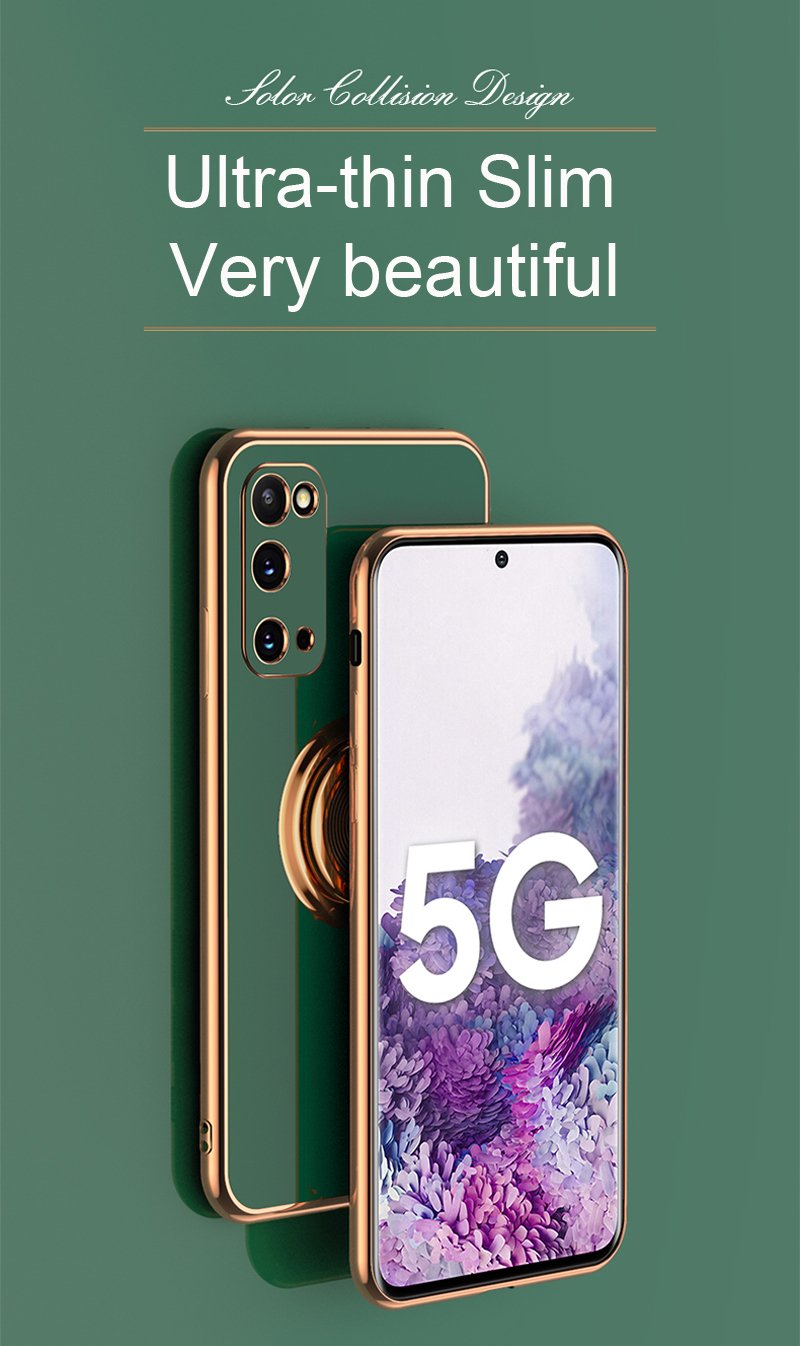 Plating Silicone Case For Samsung Galaxy S21 S20 S22 Ultra FE Plus Note 20 9 10 A52 S10 Plus A53 Shell 5G Cover With Ring Holder