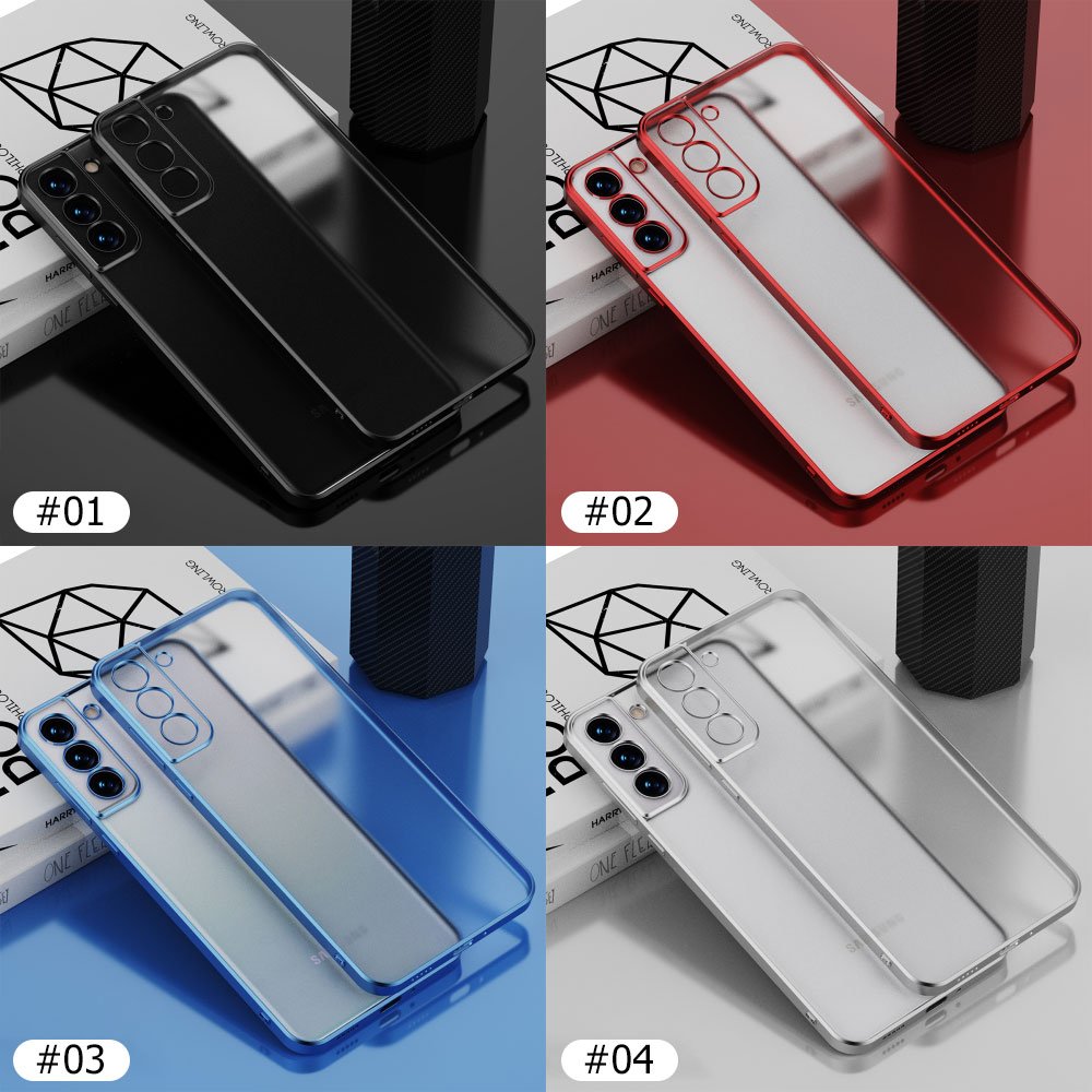 Luxury Plating Square Frame Silicone Transparent Case For Samsung Galaxy S21 FE S21 S22 Ultra S21 Plus Coque Clear Back Cover