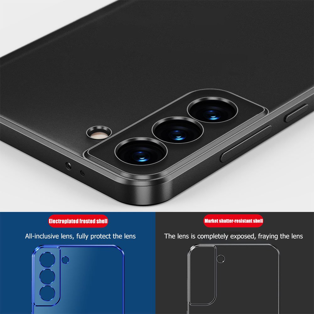 Luxury Plating Square Frame Silicone Transparent Case For Samsung Galaxy S21 FE S21 S22 Ultra S21 Plus Coque Clear Back Cover